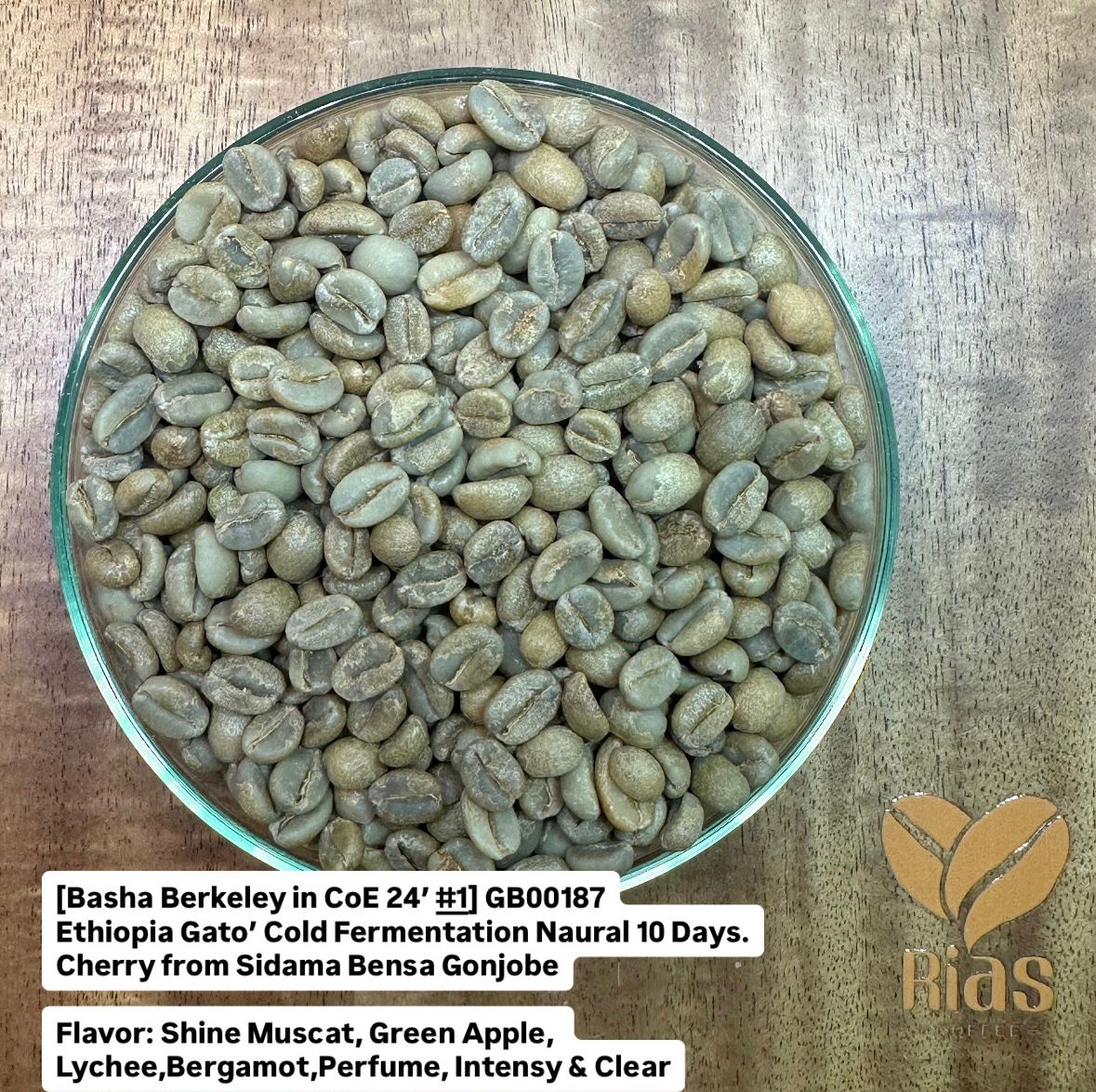 [咖啡生豆]  [ Basha Bekele in CoE 24' #1 ] Ethiopia Gato' Cold Fermentation Natural 10 Days.  Cherry from Sidama Bensa Gonjobe